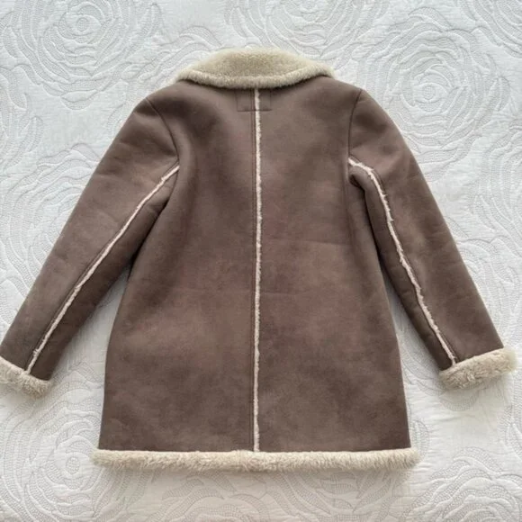 Abercrombie & Fitch - Faux Shearling Coat - Taupe - Picture 6 of 10